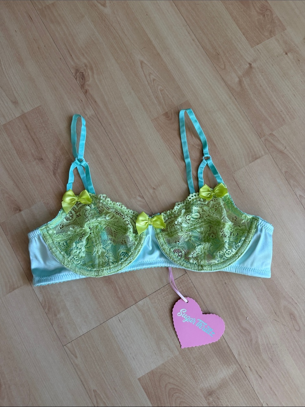 Sugar Thrillz Lime Green Lace Underwire Bra
